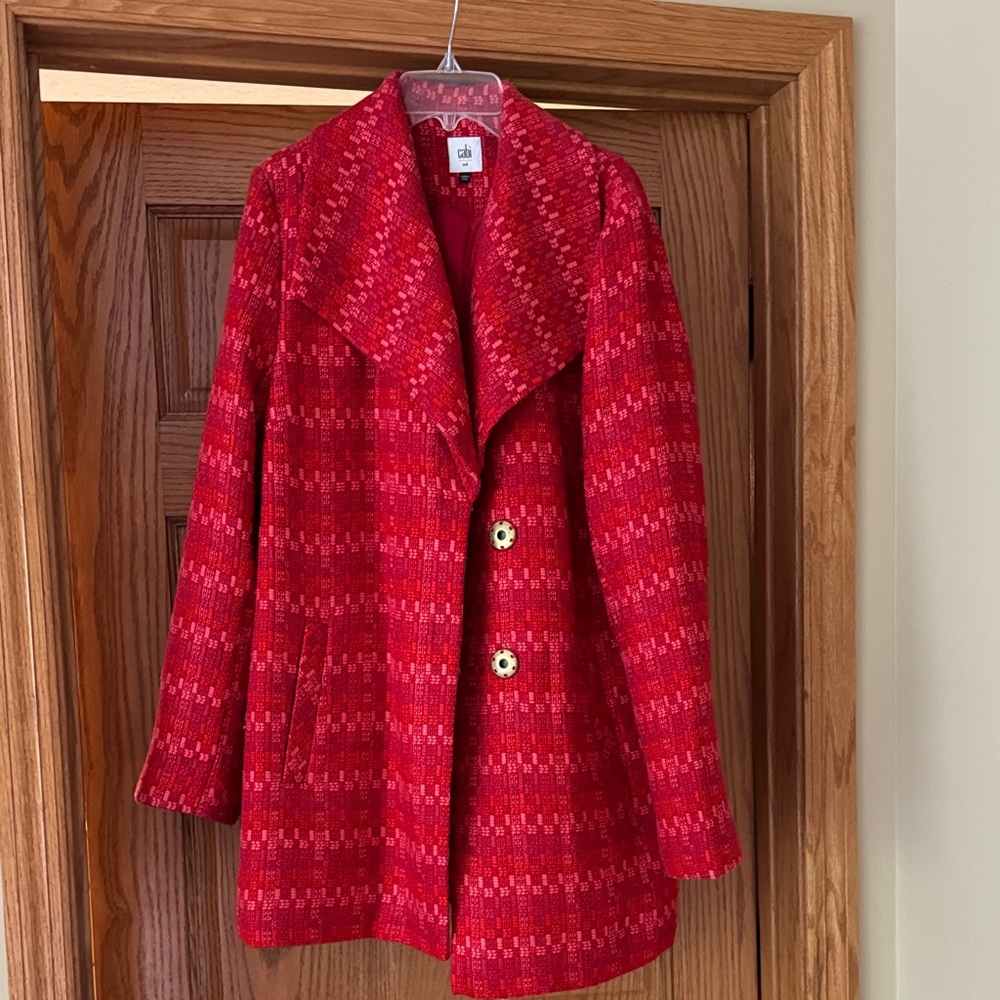 CAbi Red Textured Pea Coat